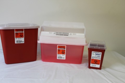 Sharp Needle Collection Container 5 Qt  Red Trans.